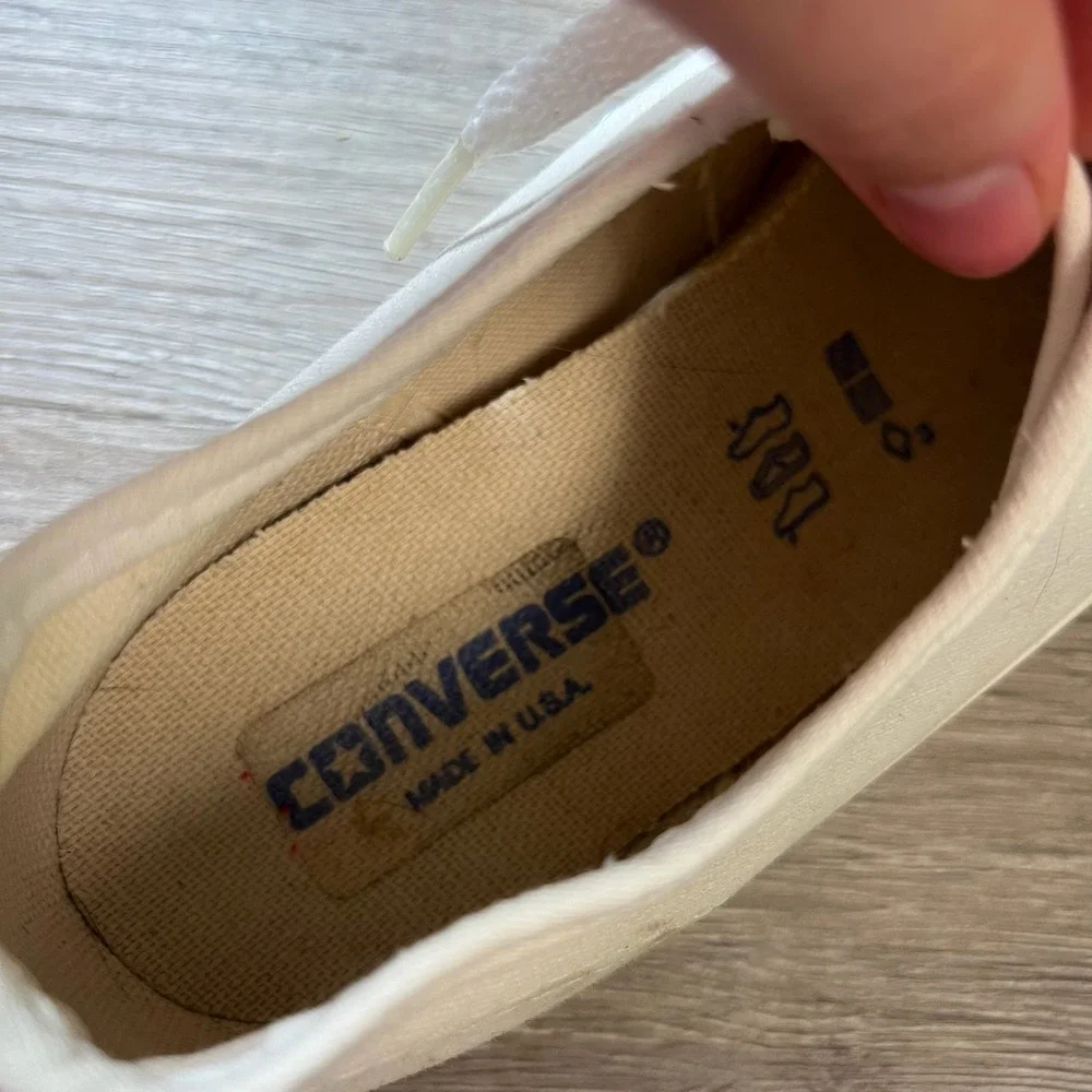 Vintage Converse Jack Purcell Sneakers Made in USA Mens 8.5 White Canvas 1980s - Picture 5 of 11